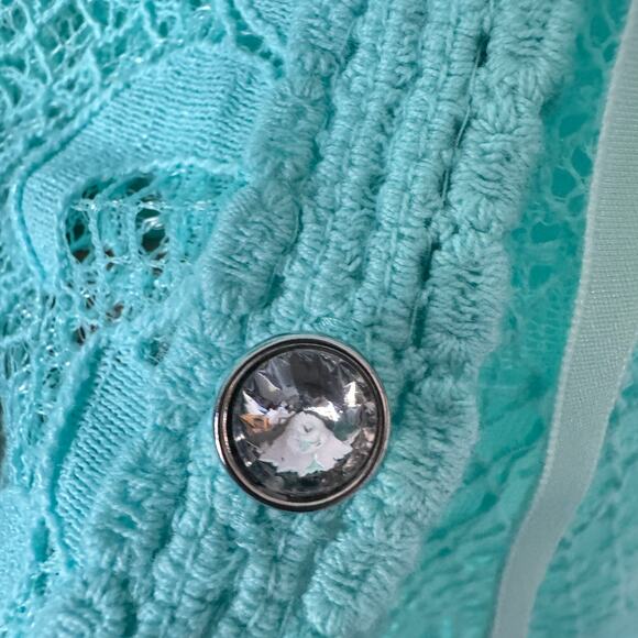 Colleen Lopez Bit of Romance Cover Up Womens XL Blue Green Lace Fairycore Tunic - Picture 11 of 15